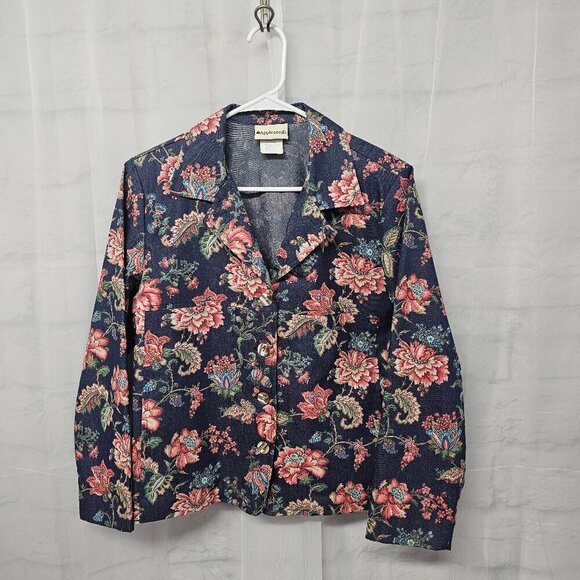 Vintage Appleseed's Blue Pink Floral Boho Cottagecore Retro Trucker Jacket 12P - Picture 9 of 12